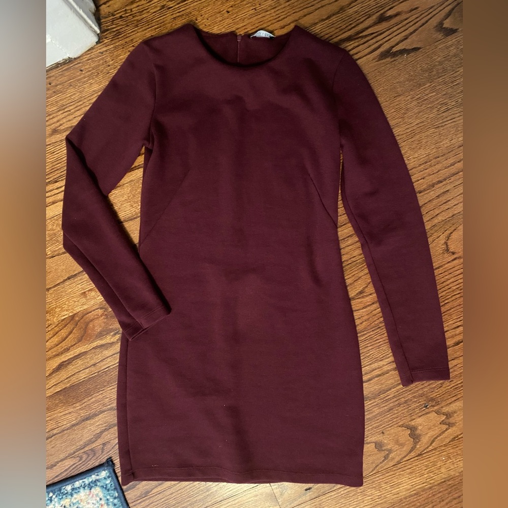 Zara maroon long sleeve sweater mini dress